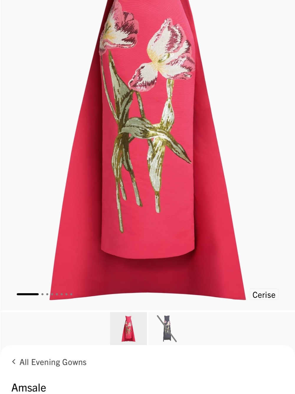 Amsale Cerise High-Low Floral Embroidered Skirt